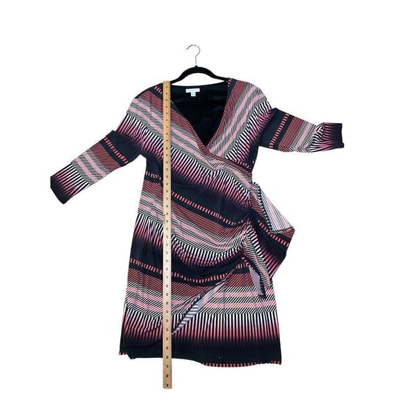 New York & Company Wrap Dress Women's Large Multicolor Striped Stretch - Picture 7 of 7